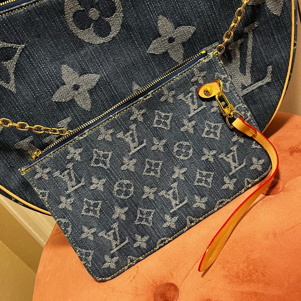 Blue DENIM monogram handbag